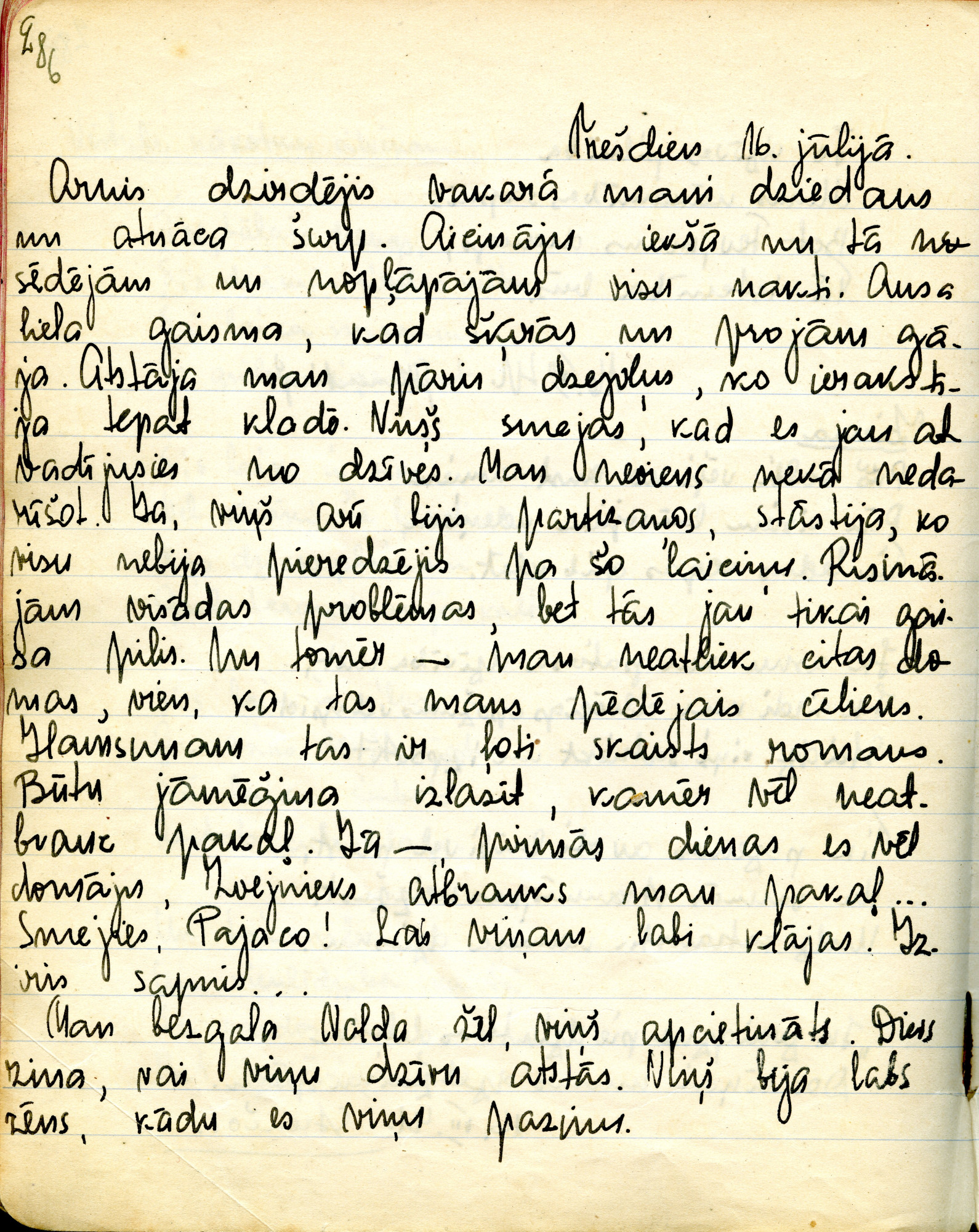 Hannas (Annas) Blohas dienasgrāmatas 286. lappuse